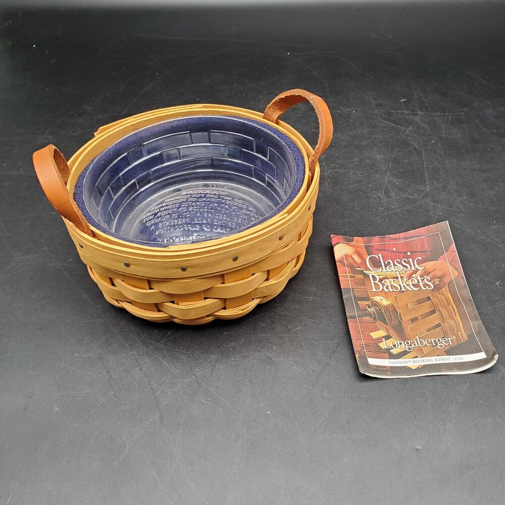 Vintage Longaberger Basket Woven Protector Plastic Insert Blue Liner